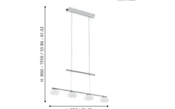 Aleandro Taklampa 80cm LED 3000K 4x4,5W Krom