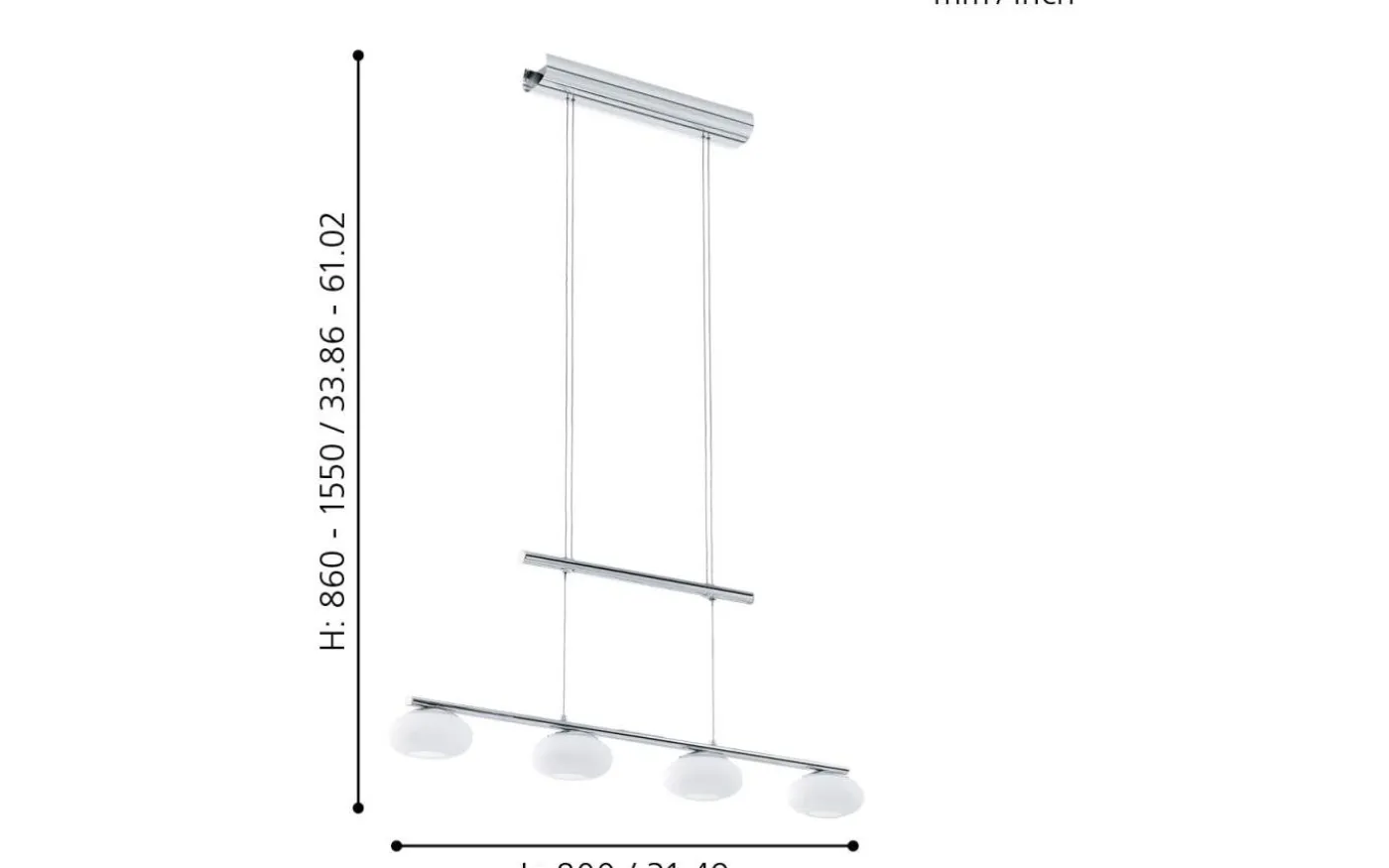 Aleandro Taklampa 80cm LED 3000K 4x4,5W Krom