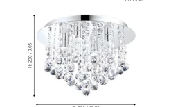 Almonte Kristallplafond 35cm G9 LED 3000K 4x3W Krom IP44