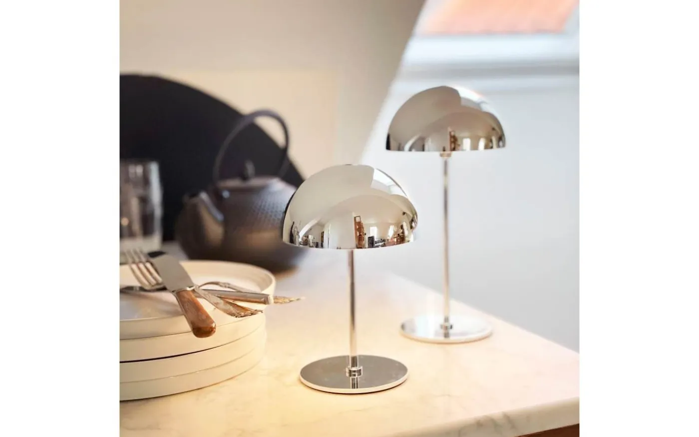 Along Uppladdningsbar Bordslampa 2-Pack Krom