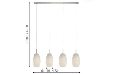 Batista Taklampa 102cm Nickel/Vit