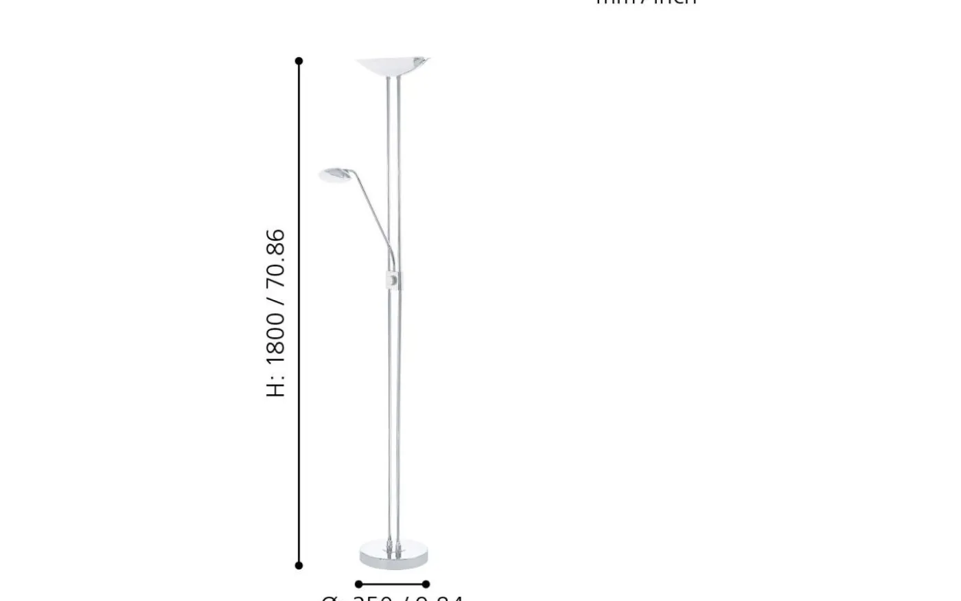 Baya Golvlampa 180cm LED 3000K 2,5+20W Krom