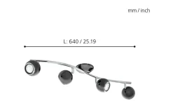 Bimeda Takspotlight 64cm GU10 LED 3000K 4x2,8W Nickel