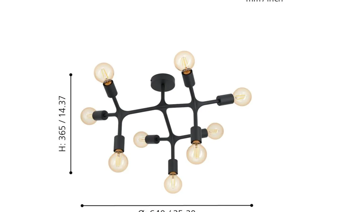 Bocadella Plafond 64cm Svart