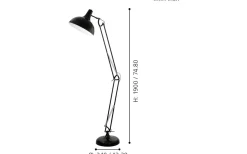 Borgillio Golvlampa 190cm Svart