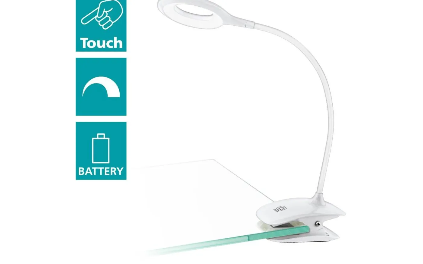 Cabado Klämlampa 42cm Batteri/USB LED 3000K 3W Vit