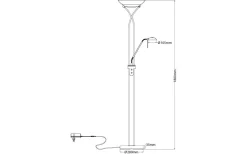 Cannes Golvlampa 180cm LED 25W+5W 3000K Antik