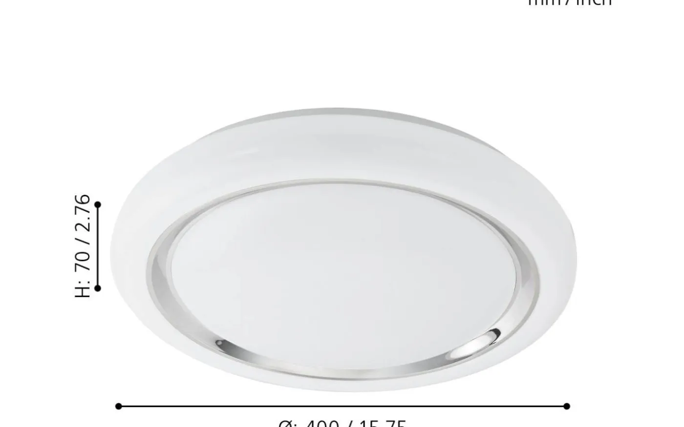 Capasso Plafond 40cm LED 3000K 20W Vit/Krom
