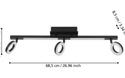 Cardillio 2 Takspotlight 39cm LED 3000K 3x3,2W + 2x3,3W Svart