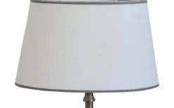Carolin Oval Lampskärm 30cm Vit, Grått Band