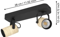 Cayuca Takspotlight 28cm GU10 LED 3000K 2x3W Svart