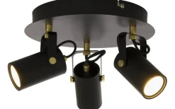 Cilindro Takspotlight 29cm LED 3x6W 3000K Svart/Matt Mässing