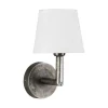 Columbus Vägglampa Råsilver med lampskärm Mia Lin Vit
