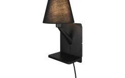 Comfort Vägglampa E14 mattsvart med laddningsstation