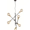 Cross Taklampa 6xE27 matt svart/guld