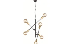 Cross Taklampa 6xE27 matt svart/guld