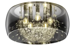 Crystal Plafond 50cm 5xE14 krom/rökfärgat glas