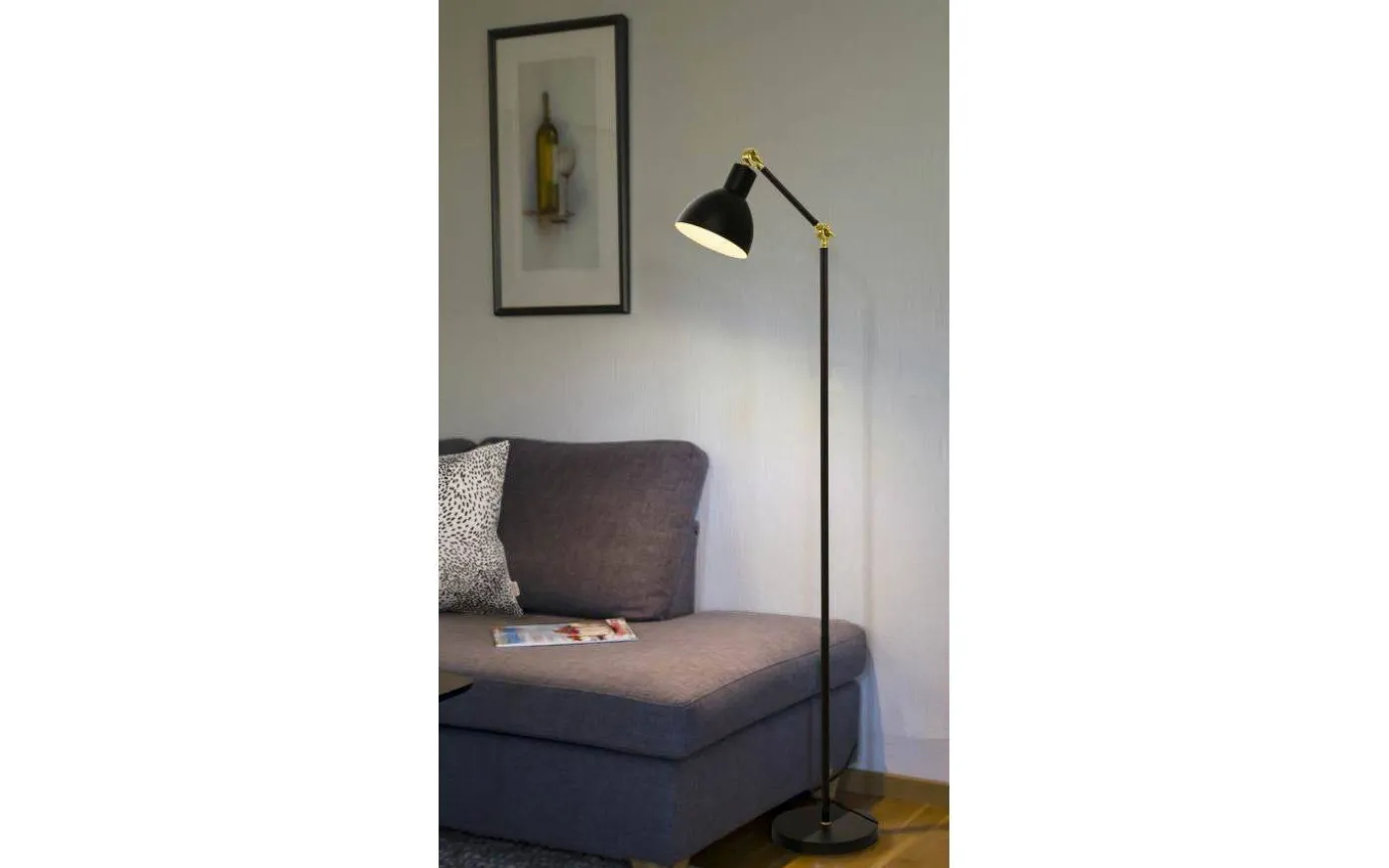 Dublin Golvlampa 140cm Svart/Matt Mässing
