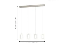 Enaluri Taklampa 88cm LED 3000K 4x5,4W Matt Nickel