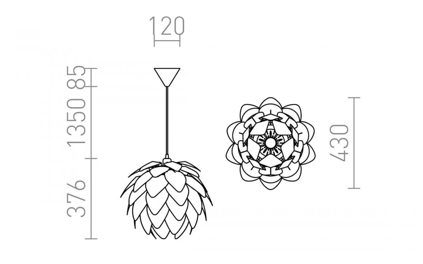 Encombre Taklampa Kromfolie 43cm E27