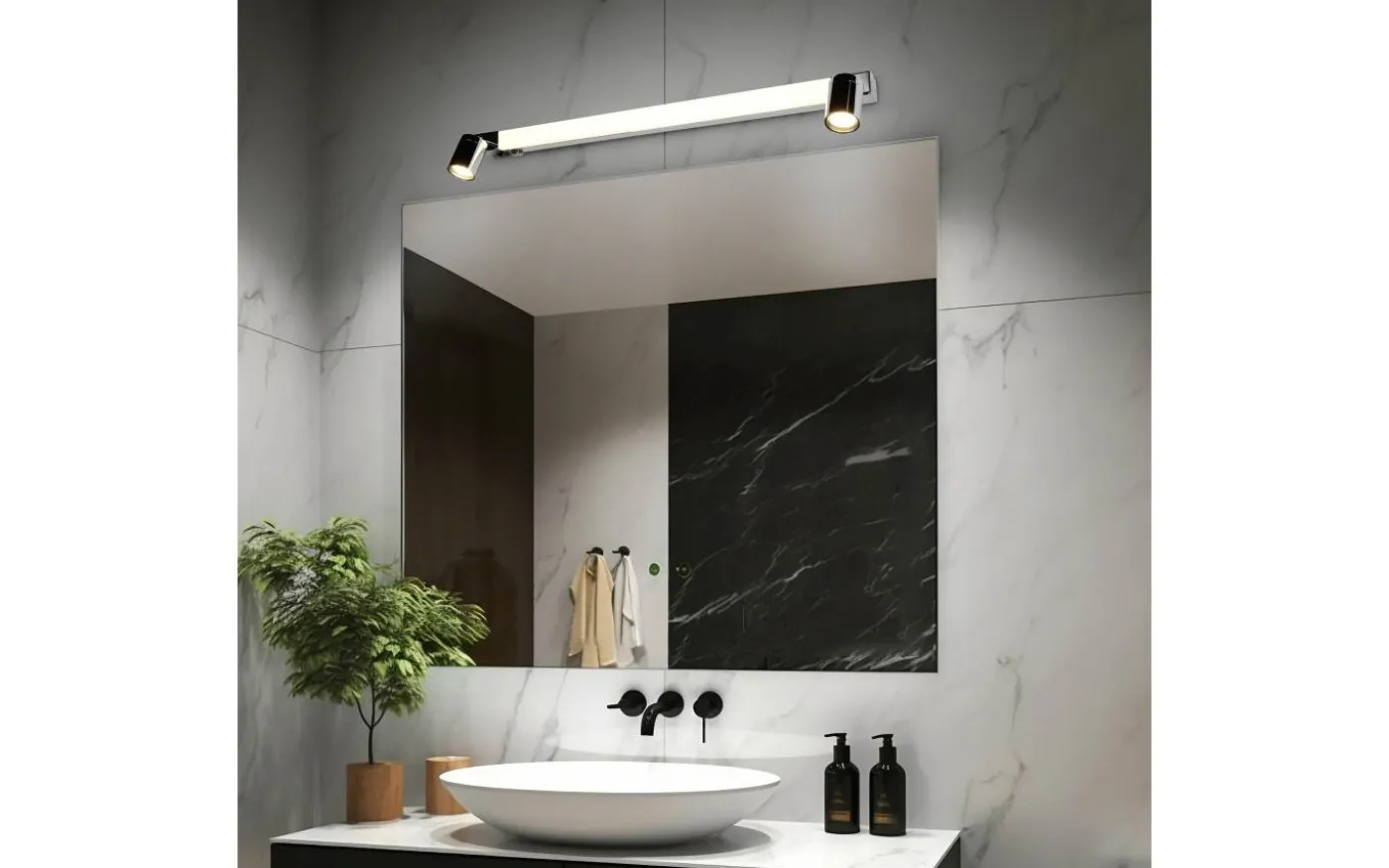 Enrico H2O LED + 2xGU10 Vägglampa 90cm krom IP44