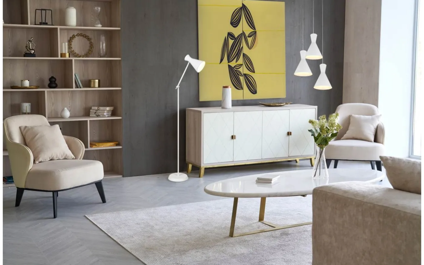 Enzo Golvlampa E27 matt vit