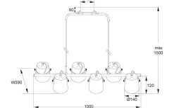 Espresso Taklampa 6L 100cm Svart