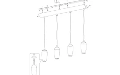 Farsala Taklampa 98cm G9 LED 3000K 4x3W Nickel