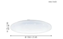 Frania Plafond 55cm LED 3000K 50W Kristalleffekt Vit