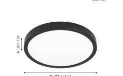 Fueva 5 Plafond 29cm LED 3000K 20,5W Svart IP44