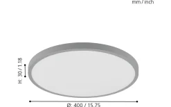 Fueva Plafond Rund 40cm LED 3000K 22W Silver