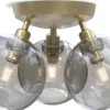 Gloria Plafond 33cm 3L Mässing/Rökfärgat Glas