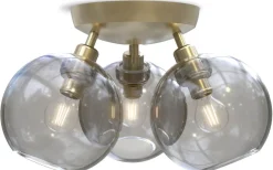 Gloria Plafond 33cm 3L Mässing/Rökfärgat Glas