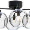 Gloria Plafond 46cm 4L Svartstruktur/Klart Glas