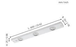 Kob Bänkbelysning 60cm LED 3000K 3x2,3W Vit