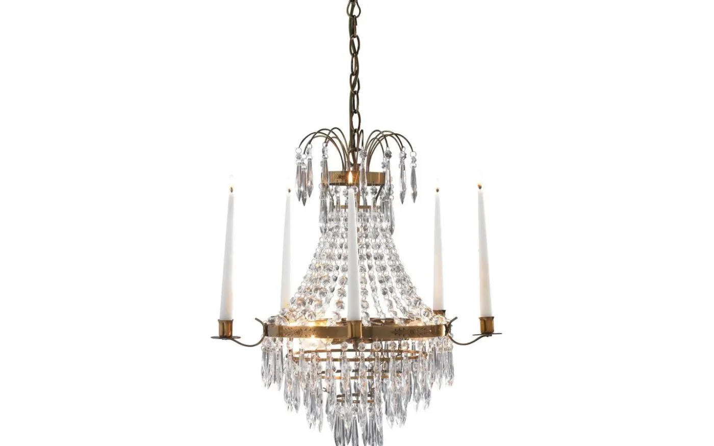 Krageholm Kristallkrona 3L 52cm Antikmässing