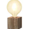 Kub Bordslampa 10cm Brun Trä