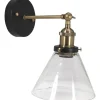 Lambda Vägglampa 18cm Svart/Mässing Klar
