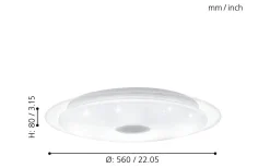Lanciano Plafond 56cm LED 3000-5000K 33W med Fjärrkontroll Vit
