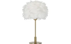 Largo Bordslampa Kullfjäder 50cm Vit/Guld