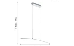 Lasana Taklampa 90cm LED 3000K 15W Krom