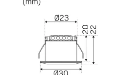 LED-Spot för fönstersmygar 30mm, 3000K 60lm 1,3W 350mA Svart
