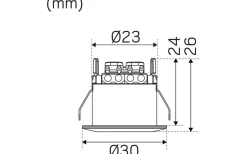 LED-Spot för fönstersmygar 30mm, 3000K 60lm 1,3W 350mA Svart