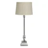Linné Bordslampa 50cm Krom med lampskärm Sofia Natur