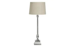Linné Bordslampa 50cm Krom med lampskärm Sofia Natur