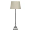 Linné Bordslampa 80cm Krom med lampskärm Sofia Natur