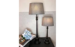 Linne Lampskärm Oval 28cm Grå