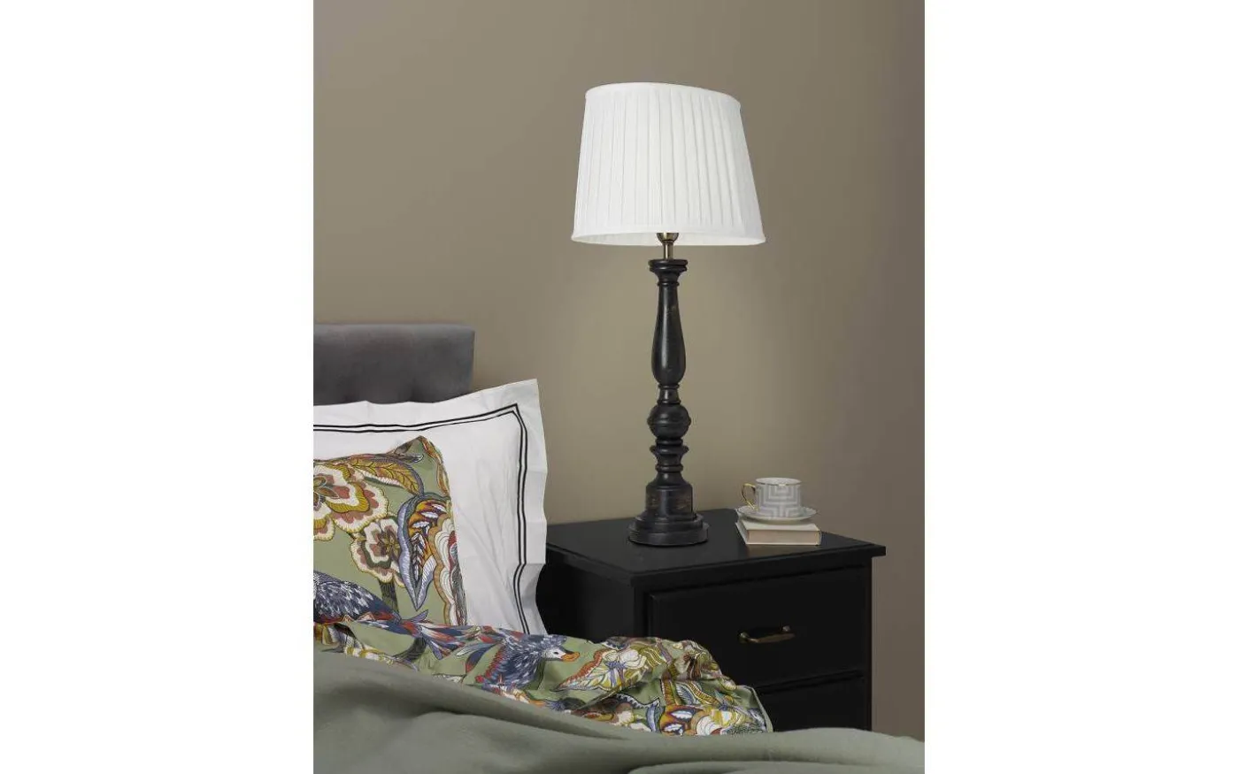 Linne Plisserad Lampskärm Oval 32cm Vit