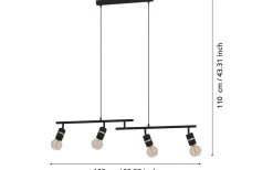 Lurone Taklampa 100cm Svart