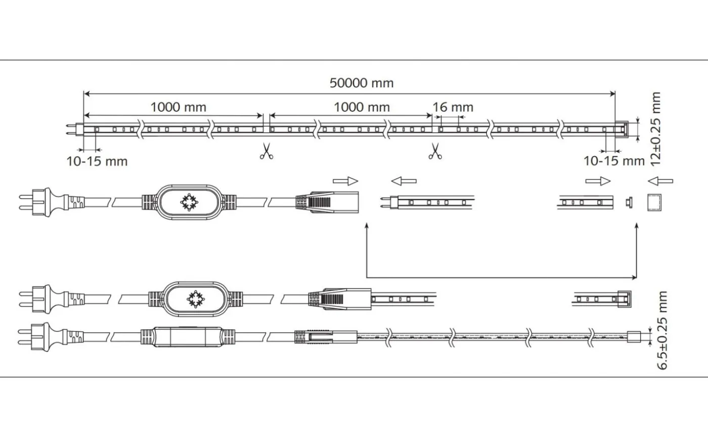 M1 LEDstrip 230V 4,5W/m 4000K 1m Cut Metervara IP44